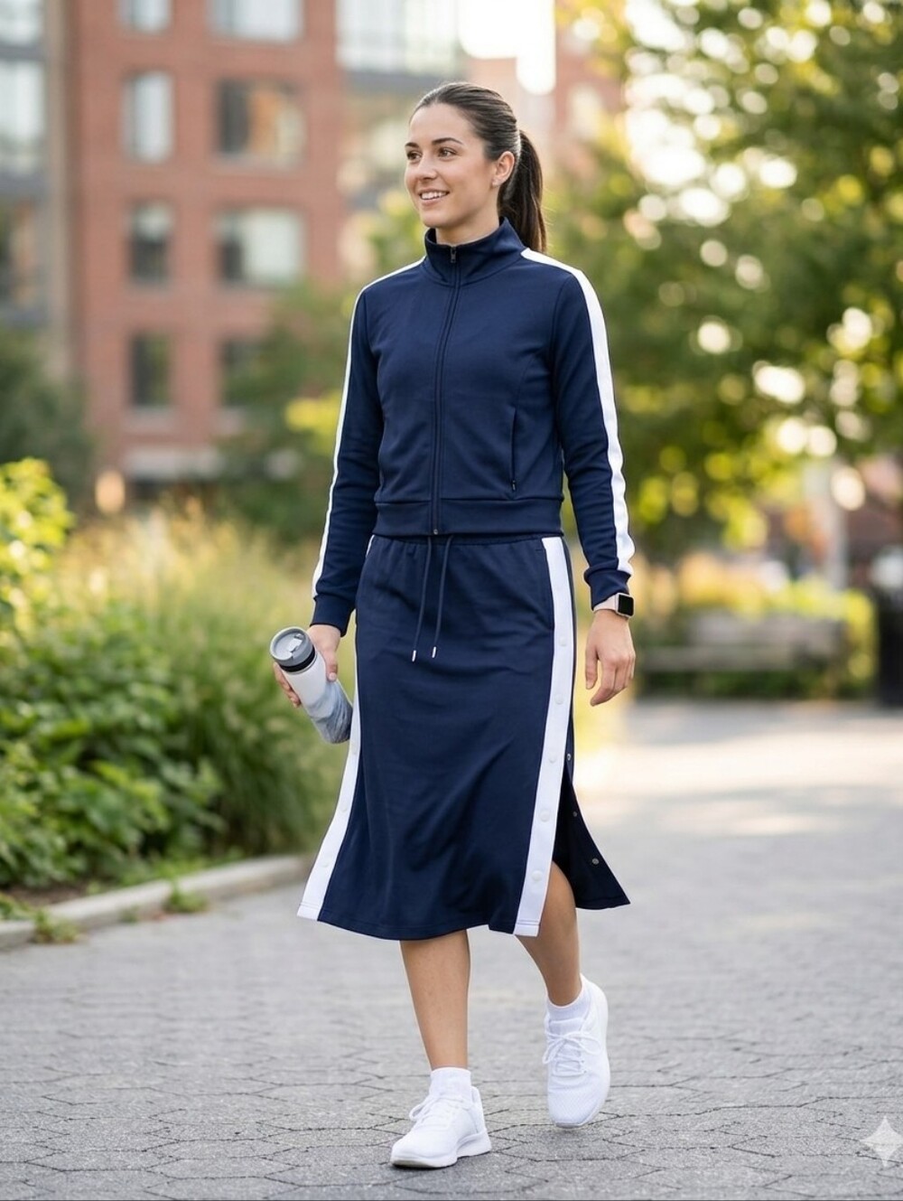 NWOT Garage Navy Blue 2-Piece Tracksuit Skirt Set Large